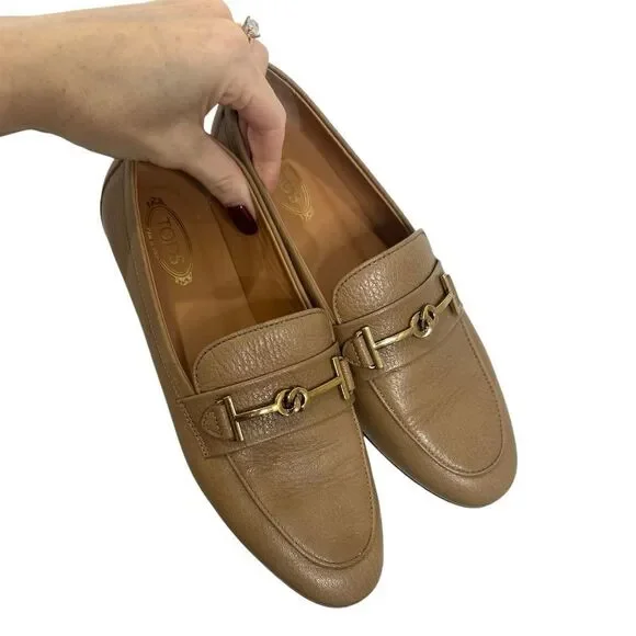 TOD’S Embellished Leather Loafer in Tan